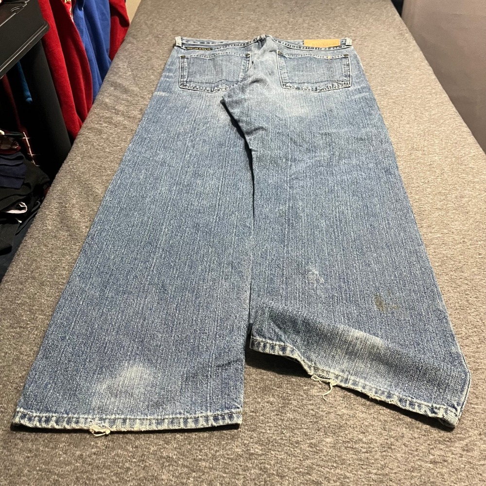 Nautica Jeans Co Mens 33x30 Blue Denim Wide Leg Relaxed Fit Baggy Jeans 5P5502